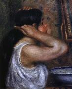 Pierre Auguste Renoir kvinna som kammar sig oil on canvas